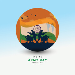 vector illustration of Army day of India, Republic day celebration background with soldiers salute up Indian flag template design.