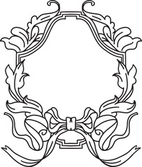 Wedding monogram crest line frame.