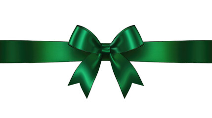 green bow with horizontal ribbon isolated on transparent. Decorative bow for your design. Christmas or St Patrick's day decoration