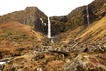 View on a waterfall in the Snæfellsjökull National Park, Iceland
