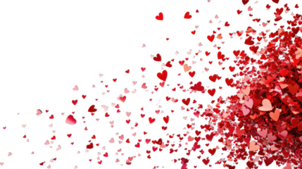 Beautiful Confetti Hearts Falling on Transparent Background. Invitation Template Background Design, Greeting Card, Poster. Valentine Day