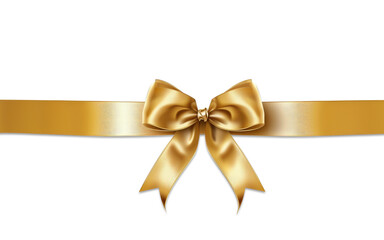 golden bow ribbon on transparent. decorative design element