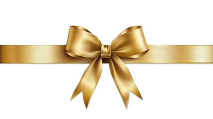 golden bow ribbon on transparent. decorative design element