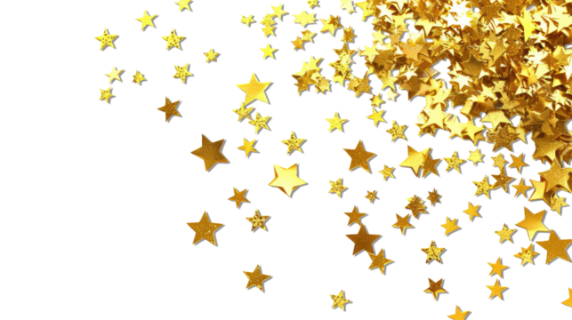 Gold stars. Confetti celebration, Falling golden abstract decoration for party, birthday celebrate, anniversary or event, festive. Festival decor