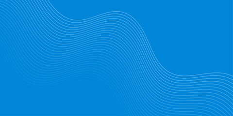 Abstract background with waves for banner. Medium banner size. Vector background with lines. Blue color. Water, ocean, winter. Brochure, booklet