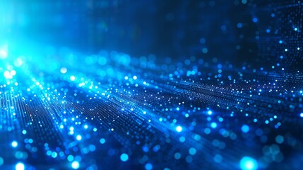 Obraz premium Blue gradient background with digital pixelation, adding a contemporary and tech-inspired design element. [Blue gradient background with digital pixelation