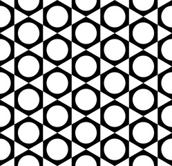 Abstract Seamless Geometric Hexagons Triangles and Circles Pattern.