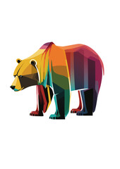 Single adult polar bear in colorful rainbow colors