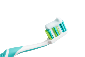 Toothbrush with toothpaste, isolated on white background
