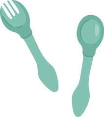 Baby spoon and fork hand drawn.