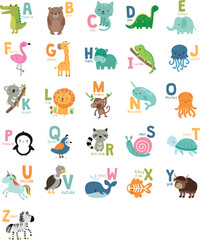 Obraz na płótnie Canvas animal icons set alphabet vector illustration