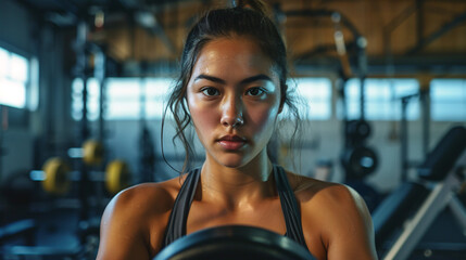 Fototapeta na wymiar a young woman in a gym