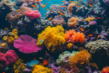 Naklejka na ściany i meble Vibrant and colorful coral reef texture