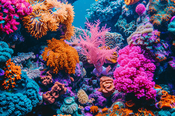 Fototapeta na wymiar Vibrant and colorful coral reef texture