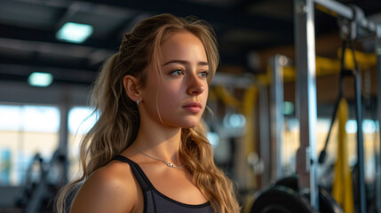 Fototapeta na wymiar a young woman in a gym