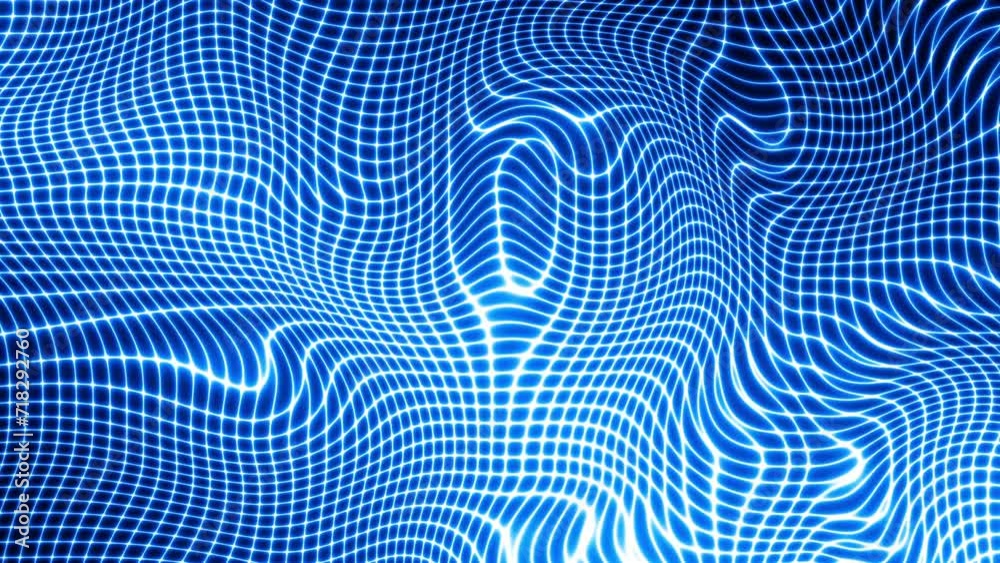 Poster Technology digital wave background concept. Beautiful motion waving neon lines. Cyber or technology background.