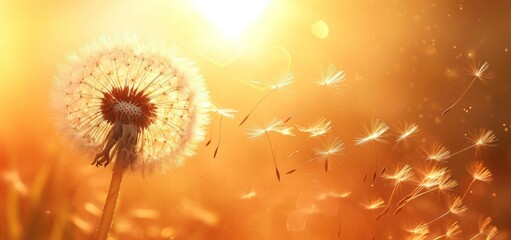  a close up of a dandelion with the sun shining in the background and a blurry image of a dandelion in the foreground with the dandelion in the foreground.