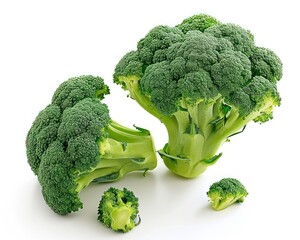 Fresh broccoli on a white background