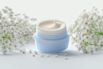 Fototapeta na wymiar Still life moisturizing cream on white background