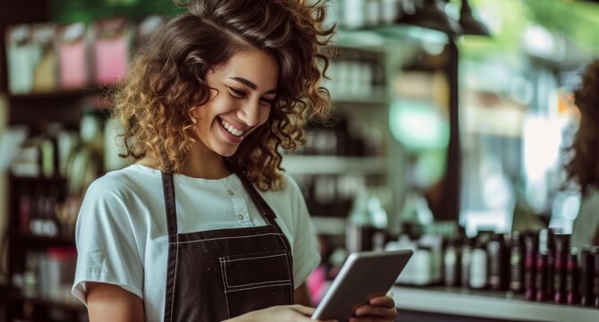 A woman happily connects with the world through her laptop, her beaming smile reflecting the warmth and joy she feels both indoors and outdoors