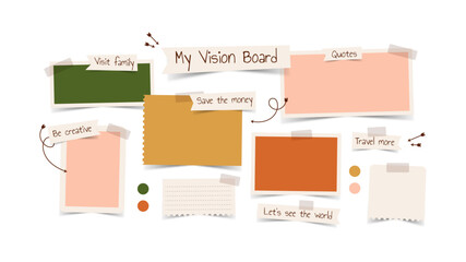 Vector photo collage template moodboard pictures grids vector illustration, vision board	