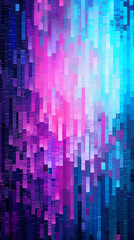 Digital Pixel Rain in Blue and Pink Hues