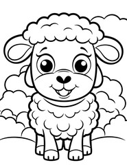 Beautiful Sheep Coloring Page, Perfect Design For your Project and Creations, Ai Generative