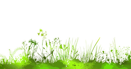 Grass green silhouette. hand drawing. Not AI, Vector illustration