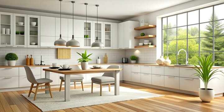 Modern Contemporary kitchen room interior.
