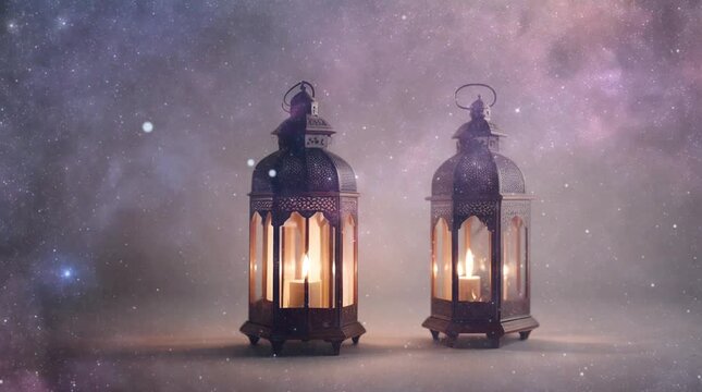 islamic ramadan lantern watercolor animation , for ramadan kareem or eid mubarak. al fitr adha event ceremony background
