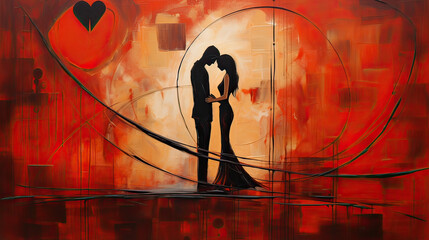 Essence of Couples Love in Abstract Forms Background Ai Generative
