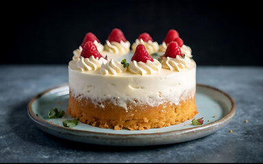 Capture the essence of Tres Leches Cake in a mouthwatering food photography shot