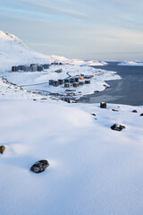 Vertical, Winter Landscape of an arctic city, Nuuk - Greenland