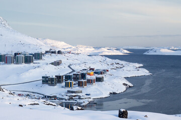 Winter Landscape of an arctic city, Nuuk - Greenland © Kevin