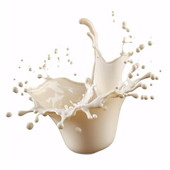 Splash of milk, cream, paint on white background with full depth of field and deep focus fusion


