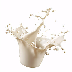 Splash of milk, cream, paint on white background with full depth of field and deep focus fusion

