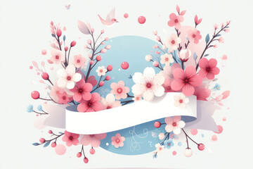 Blooming spring frame for your congratulations and spring sales design - obrazy, fototapety, plakaty