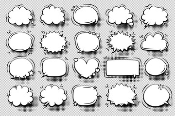 Collection of comic book speech bubbles on a transparent background vector 10 eps
