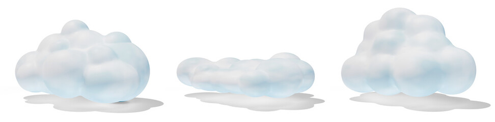 Soft clouds on a transparent background, intended for designs with a modern and relaxing vision of the atmosphere, isometric view, 3d illustration - obrazy, fototapety, plakaty