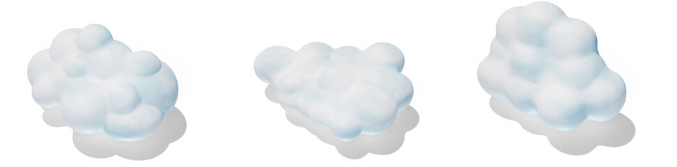 Soft clouds on a transparent background, intended for designs with a modern and relaxing vision of the atmosphere, top view, 3d illustration - obrazy, fototapety, plakaty
