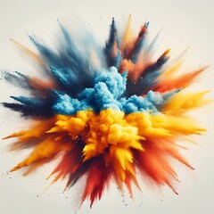 Dust explosion in colors of Ukraine flag. AI generated illustration