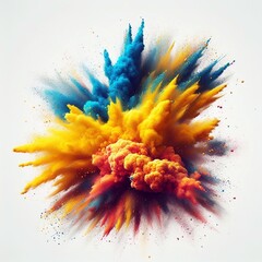 Dust explosion in colors of Ukraine flag. AI generated illustration