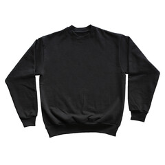 Blank Long Sleeve Sweatshirt Color Black Front View Template Mockup on Transparent Background