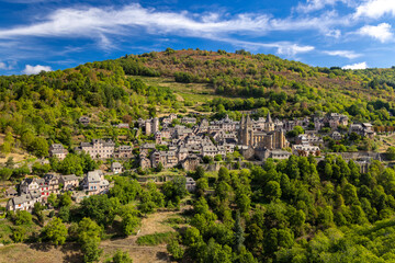 UNESCO village of  Conques-en-Rouergue in Aveyron department, France