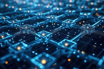 Abstract background blockchain technology data connection Concept rendering of 3D, square, DeFi Decentralized Finance technology.