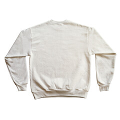 Blank Long Sleeve Sweatshirt Color Cream Back View Template Mockup on Transparent Background