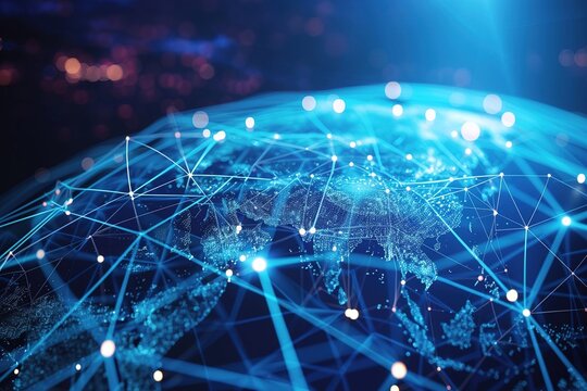 Network background images concept world internet 5G network communication transportation background blue and black technology futuristic
