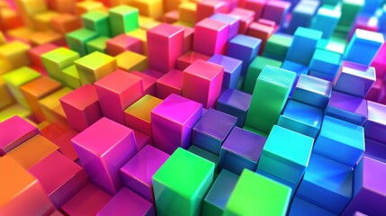 Rainbow of Colorful Blocks Abstract Background

