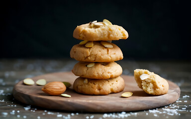 Capture the essence of Almond Cookie in a mouthwatering food photography shot;