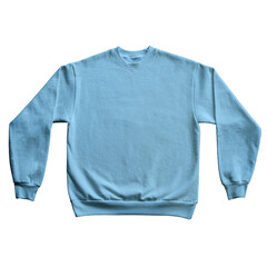 Blank Long Sleeve Sweatshirt Color Light Blue Front View Template Mockup on Transparent Background